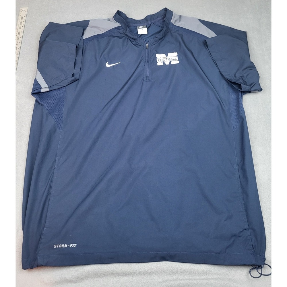 Nike‎ Storm Fit Warm Up Shirt Mens XL Blue Lightweight Side Cinch Quarter Zip
